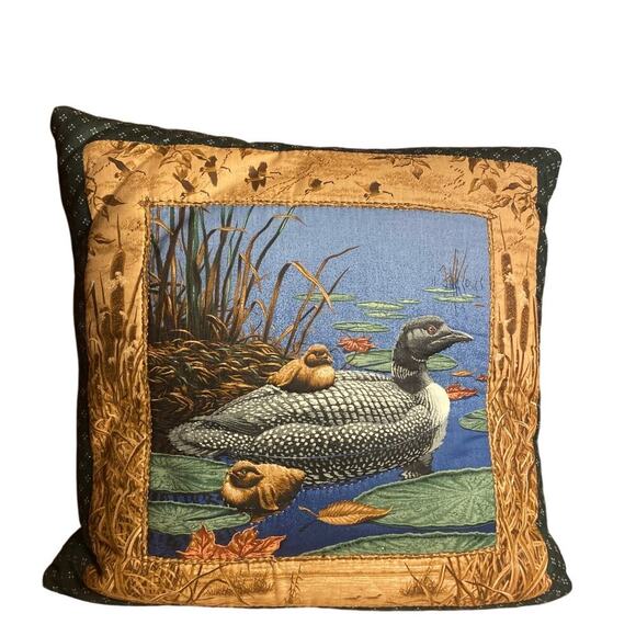 VINTAGE Loon Square Decoration Up North Baby Duck Pillow - Picture 1 of 3